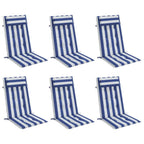 Cuscini Sedia Schienale Alto 6 pz Bianco e Blu Tessuto Oxford