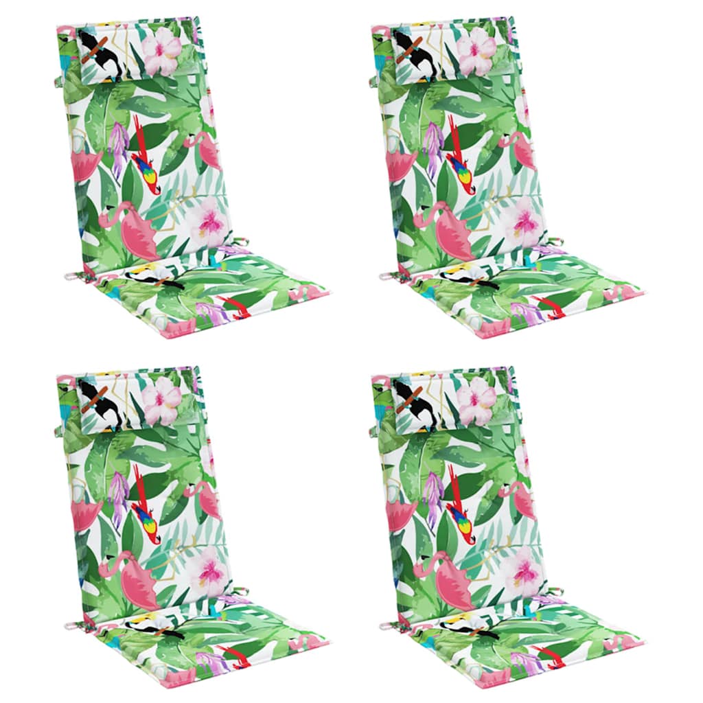 Cuscini per Sedia Schienale Alto 4pz Multicolore Tessuto Oxford