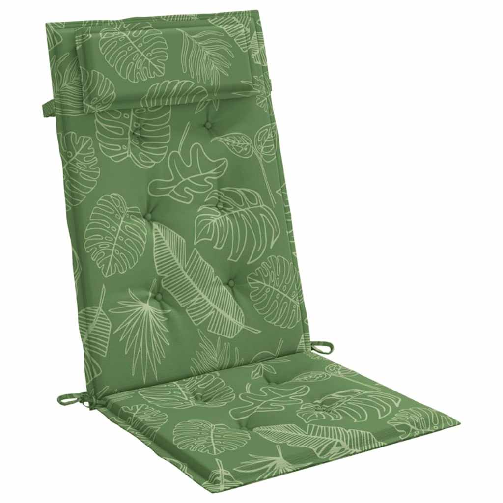 Cuscini Sedia Schienale Alto 2 pz Motivo Foglie Tessuto Oxford