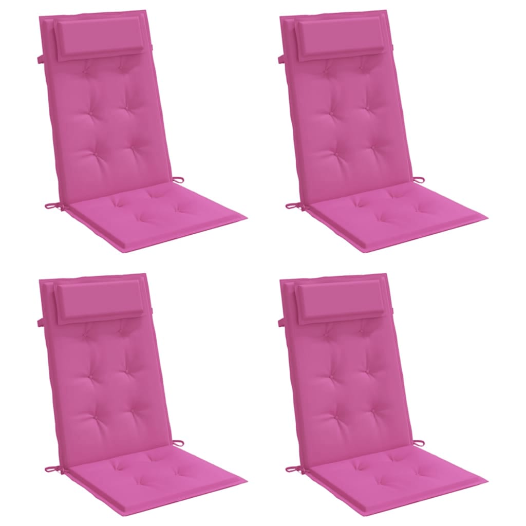 Cuscini per Sedia con Schienale Alto 4pz Rosa in Tessuto Oxford