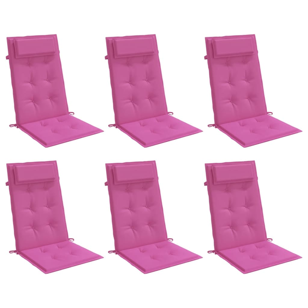 Cuscini per Sedia con Schienale Alto 6pz Rosa in Tessuto Oxford
