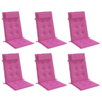 Cuscini per Sedia con Schienale Alto 6pz Rosa in Tessuto Oxford