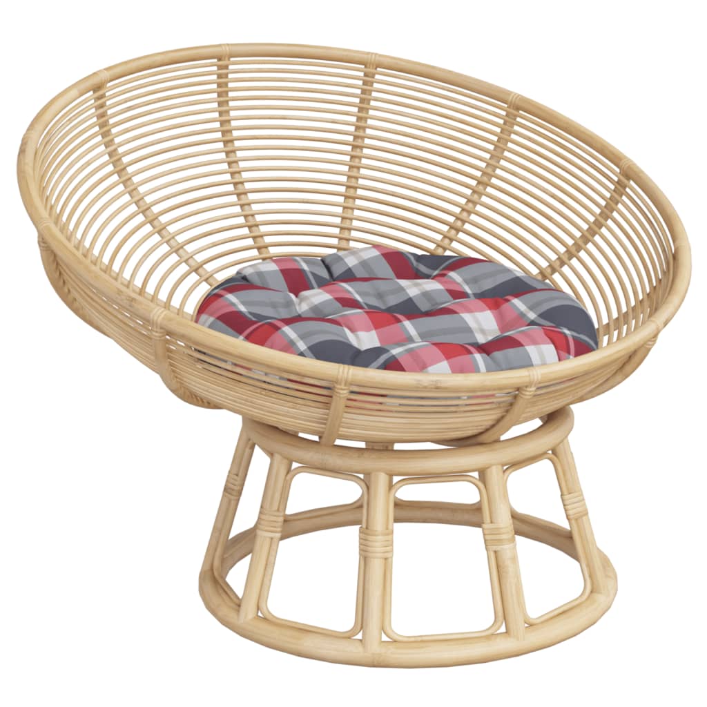 Cuscino Rotondo Rosso Motivo a Quadri Ø 60x11 cm Tessuto Oxford
