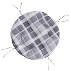 Cuscino Rotondo Grigio Motivo a Quadri Ø 60x11cm Tessuto Oxford
