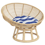 Cuscino Rotondo Righe Blu Bianche Ø 60x11 cm in Tessuto Oxford