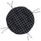 Cuscino Rotondo Nero Motivo a Quadri Ø 60x11cm Tessuto Oxford