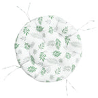 Cuscino Rotondo Motivo a Foglie Ø 60x11 cm in Tessuto Oxford