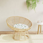 Cuscino Rotondo Motivo a Foglie Ø 60x11 cm in Tessuto Oxford