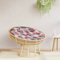 Cuscino Rotondo Rosso Motivo a Quadri Ø 100x11cm Tessuto Oxford