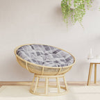 Cuscino Rotondo Grigio Motivo Quadri Ø 100x11 cm Tessuto Oxford
