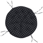 Cuscino Rotondo Nero Motivo a Quadri Ø 100x11 cm Tessuto Oxford