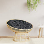 Cuscino Rotondo Nero Motivo a Quadri Ø 100x11 cm Tessuto Oxford