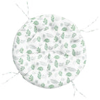 Cuscino Rotondo Motivo a Foglie Ø 100x11 cm in Tessuto Oxford