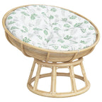 Cuscino Rotondo Motivo a Foglie Ø 100x11 cm in Tessuto Oxford