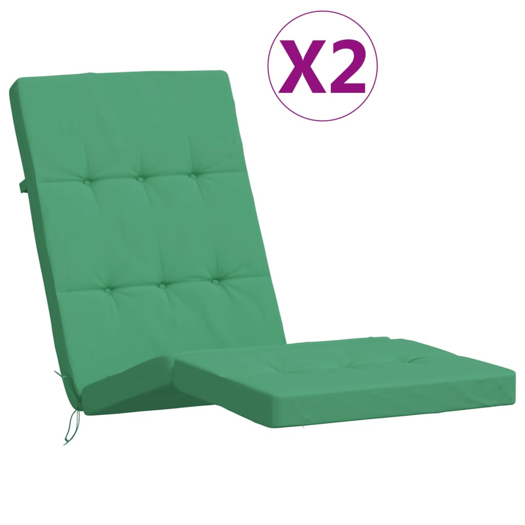 Cuscini per Sedia a Sdraio 2 pz Verde in Tessuto Oxford