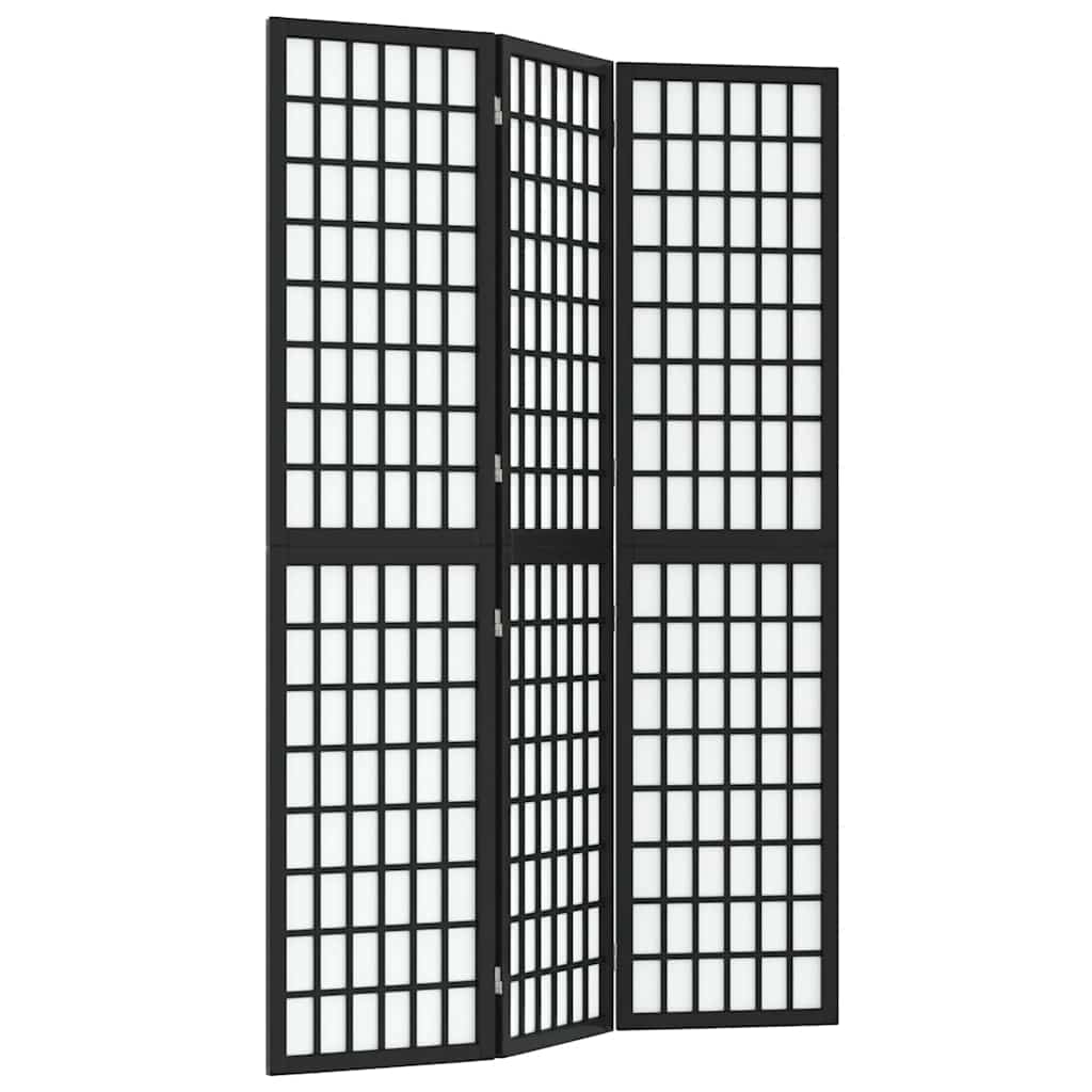 Divisorio Pieghevole 3 Pannelli Stile Giapponese 120x170cm Nero