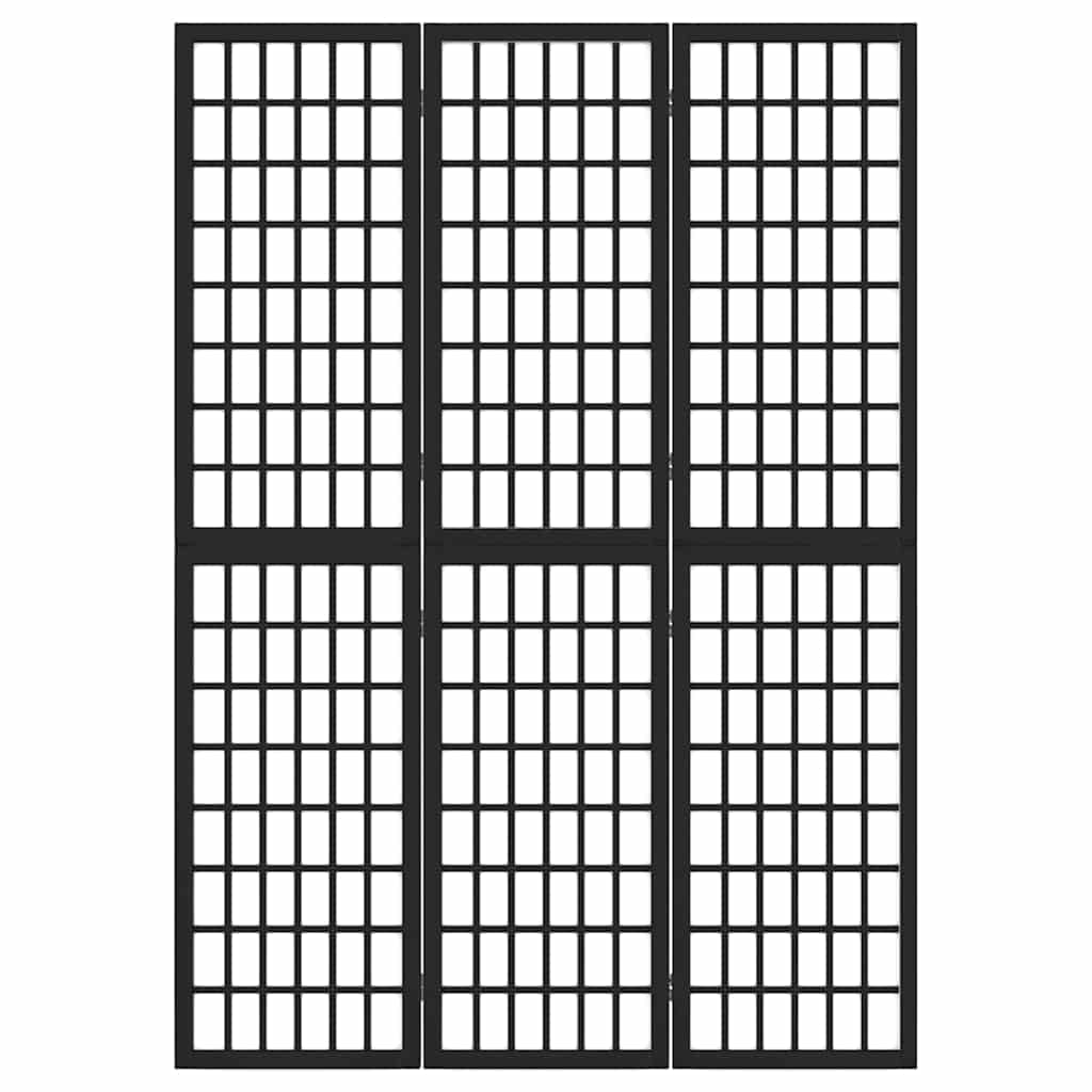 Divisorio Pieghevole 3 Pannelli Stile Giapponese 120x170cm Nero