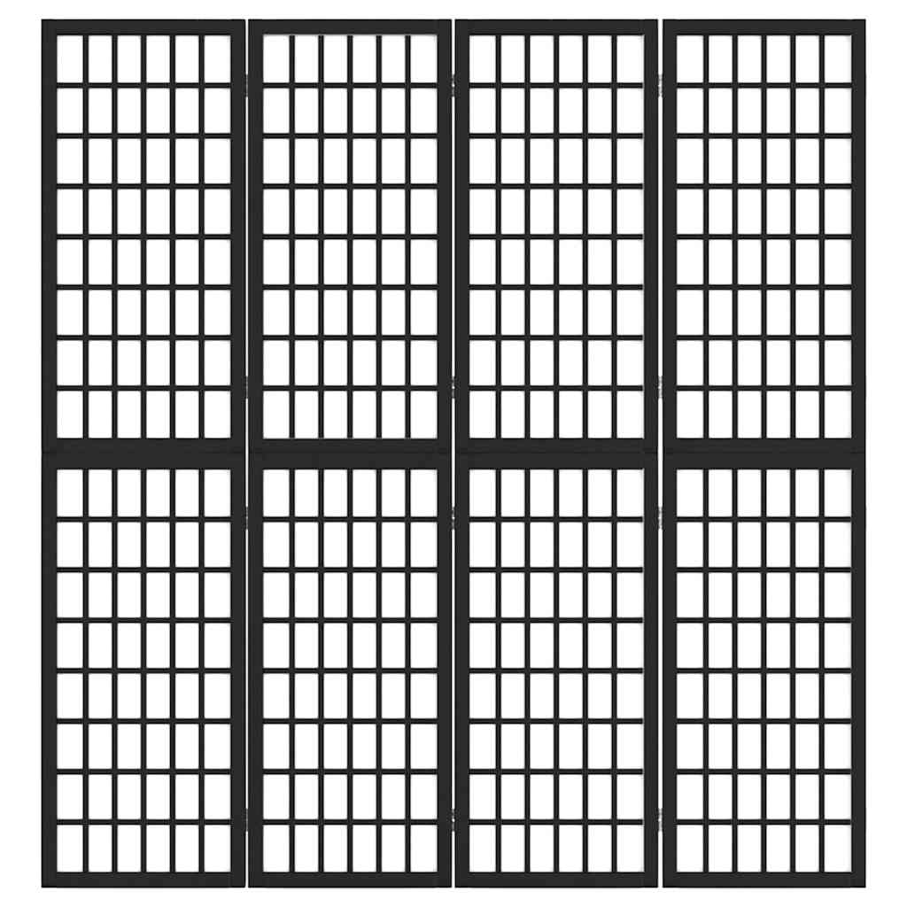 Divisorio Pieghevole 4 Pannelli Stile Giapponese 160x170cm Nero