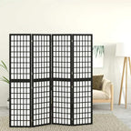 Divisorio Pieghevole 4 Pannelli Stile Giapponese 160x170cm Nero