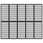Divisorio Pieghevole 5 Pannelli Stile Giapponese 200x170cm Nero