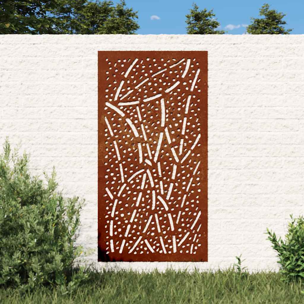 Decorazione Muro da Giardino 105x55 cm Foglia Acciaio Corten