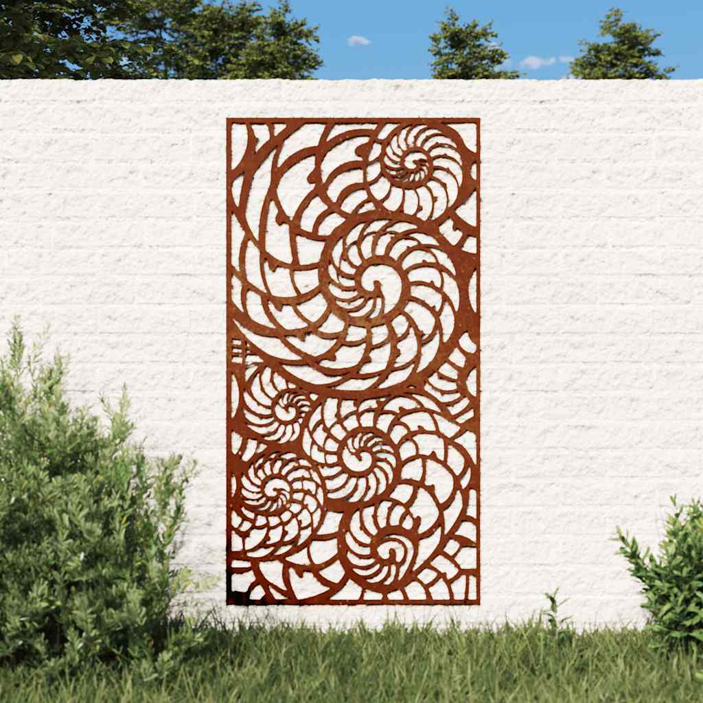 Decorazione Muro da Giardino 105x55cm Conchiglia Acciaio Corten