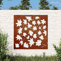 Decorazione Muro Giardino 55x55 cm Foglia Acero Acciaio Corten