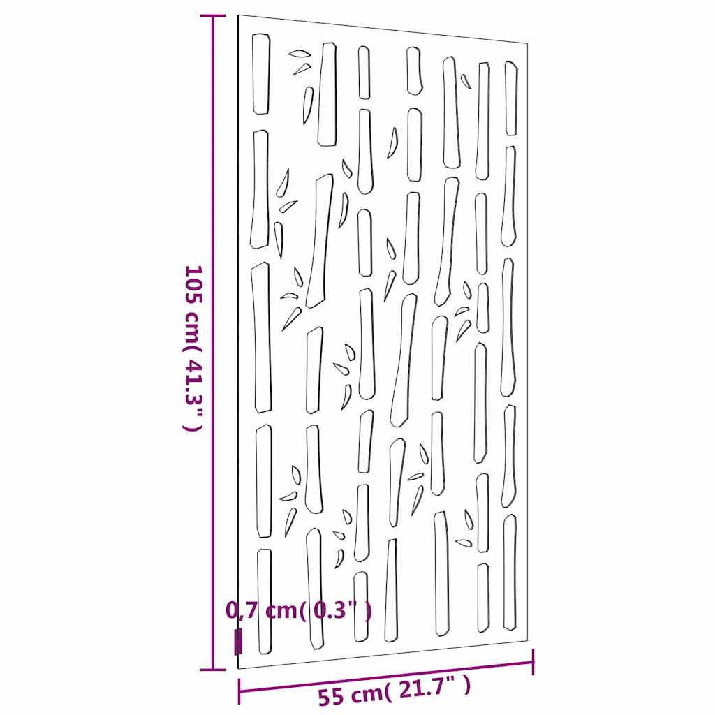Decorazione Muro da Giardino 105x55 cm Bambù in Acciaio Corten