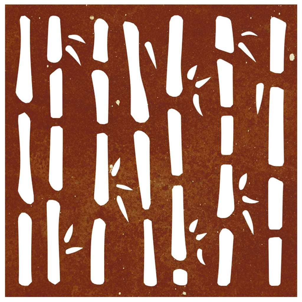 Decorazione Muro da Giardino 55x55 cm Bambù in Acciaio Corten