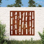 Decorazione Muro da Giardino 55x55 cm Bambù in Acciaio Corten