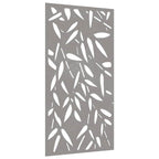 Decorazione Muro Giardino 105x55 cm Foglie Bambù Acciaio Corten