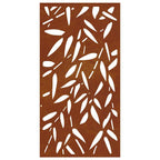 Decorazione Muro Giardino 105x55 cm Foglie Bambù Acciaio Corten