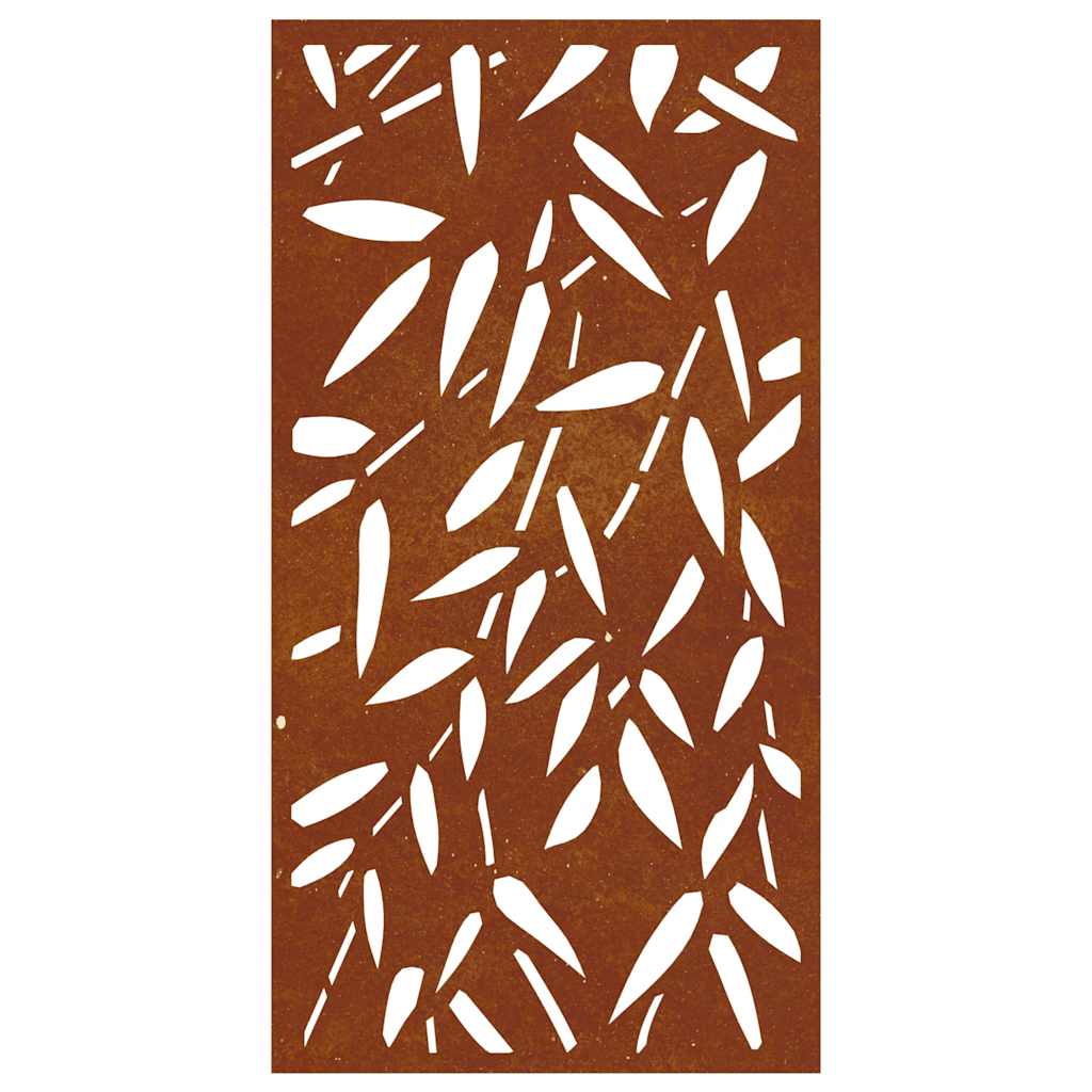 Decorazione Muro Giardino 105x55 cm Foglie Bambù Acciaio Corten