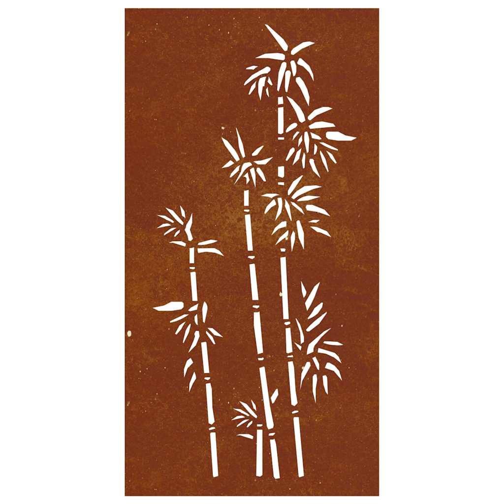 Decorazione Muro da Giardino 105x55 cm Bambù in Acciaio Corten