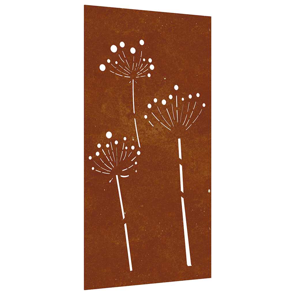 Decorazione Muro da Giardino 105x55 cm Fiore in Acciaio Corten
