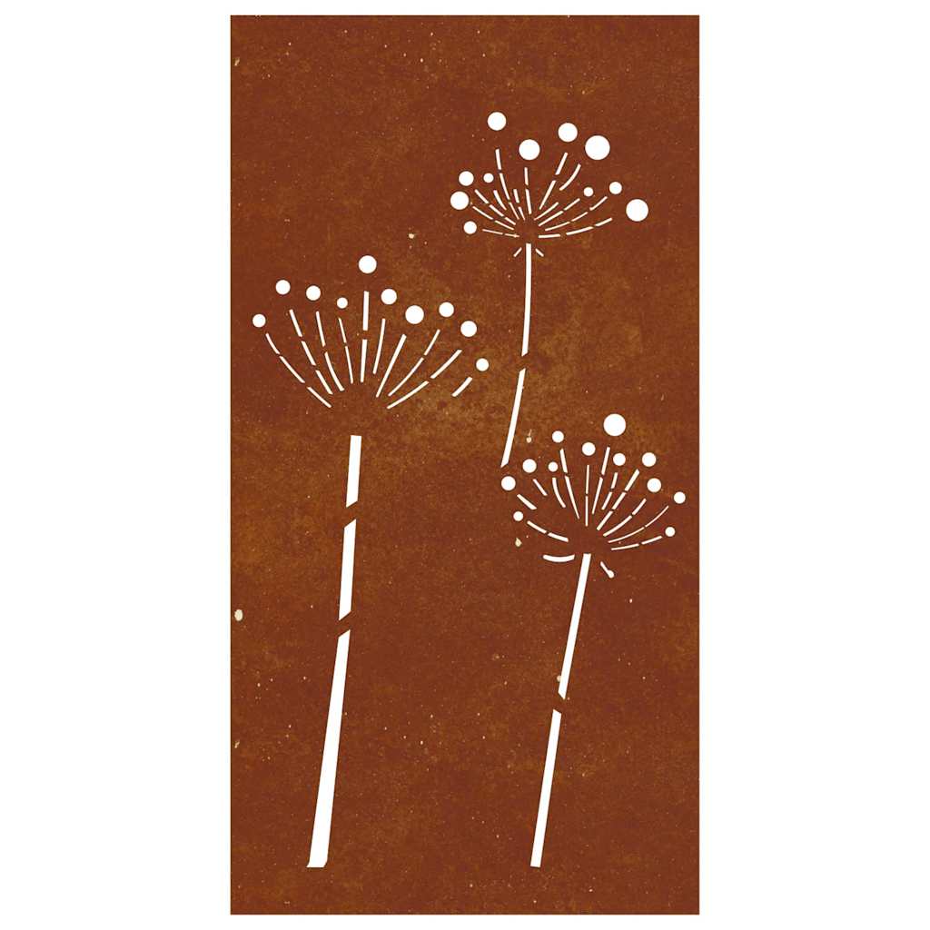 Decorazione Muro da Giardino 105x55 cm Fiore in Acciaio Corten
