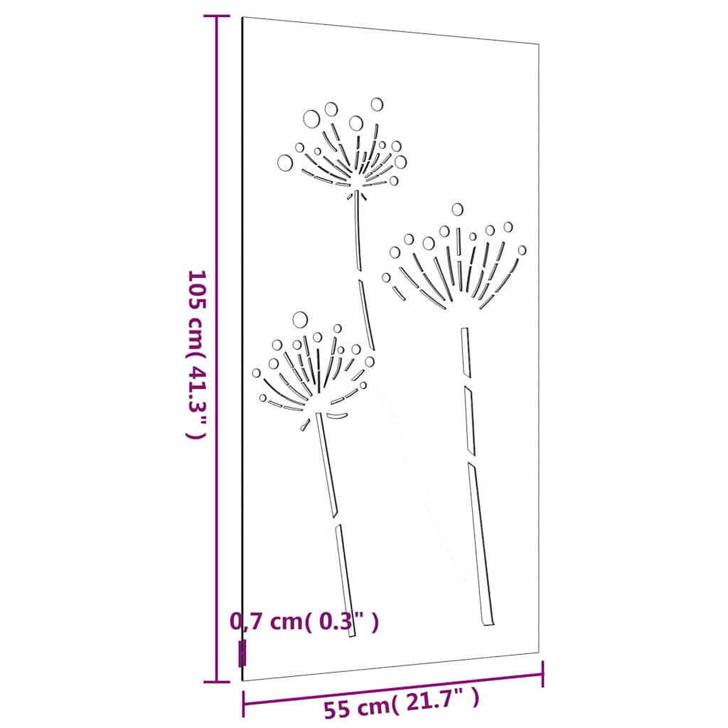 Decorazione Muro da Giardino 105x55 cm Fiore in Acciaio Corten
