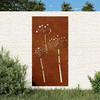 Decorazione Muro da Giardino 105x55 cm Fiore in Acciaio Corten
