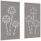 Decorazioni Muro da Giardino 2pz 105x55 cm Fiore Acciaio Corten