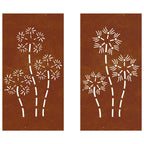 Decorazioni Muro da Giardino 2pz 105x55 cm Fiore Acciaio Corten