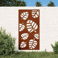 Decorazione Muro da Giardino 105x55 cm Foglia Acciaio Corten