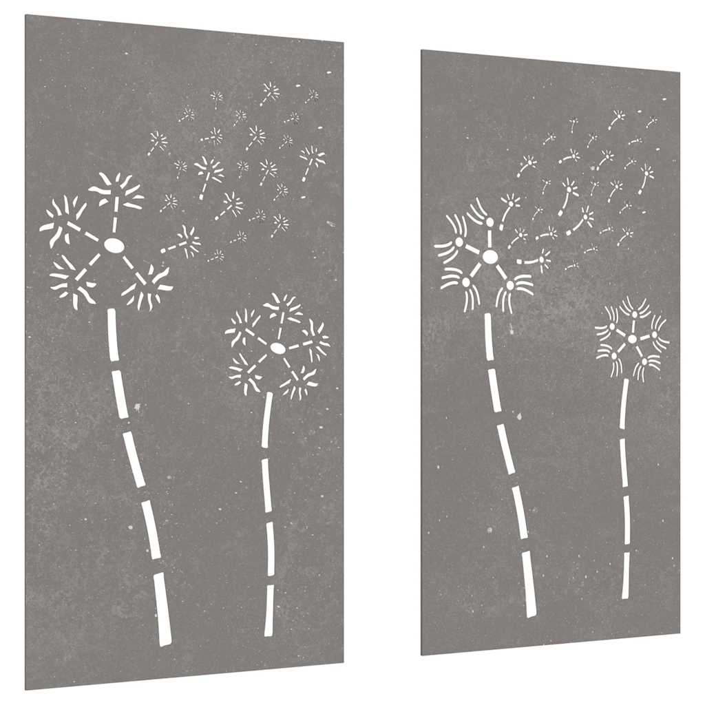 Decorazioni Muro da Giardino 2pz 105x55 cm Fiore Acciaio Corten