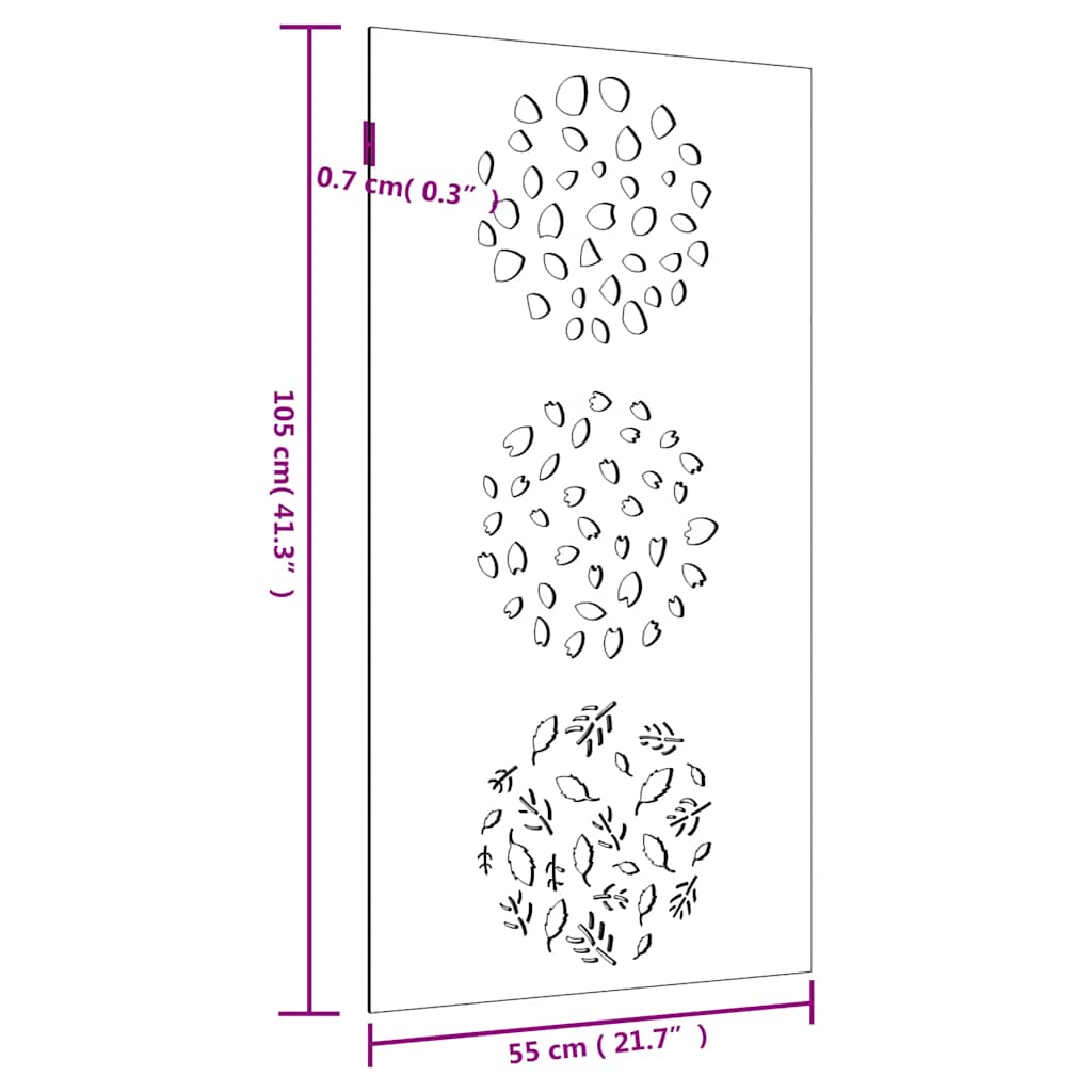 Decorazione Muro da Giardino 105x55 cm Foglia Acciaio Corten