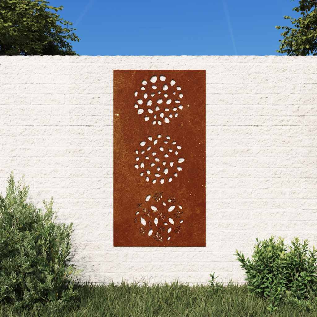 Decorazione Muro da Giardino 105x55 cm Foglia Acciaio Corten