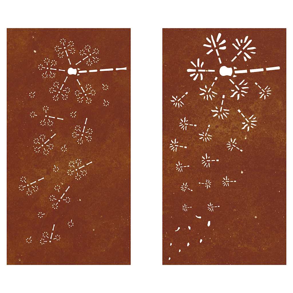 Decorazioni Muro da Giardino 2pz 105x55 cm Fiore Acciaio Corten