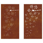 Decorazioni Muro da Giardino 2pz 105x55 cm Fiore Acciaio Corten