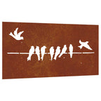 Decorazione Muro da Giardino 105x55 cm Uccello Acciaio Corten