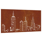Decorazione Muro da Giardino 105x55cm Skyline in Acciaio Corten