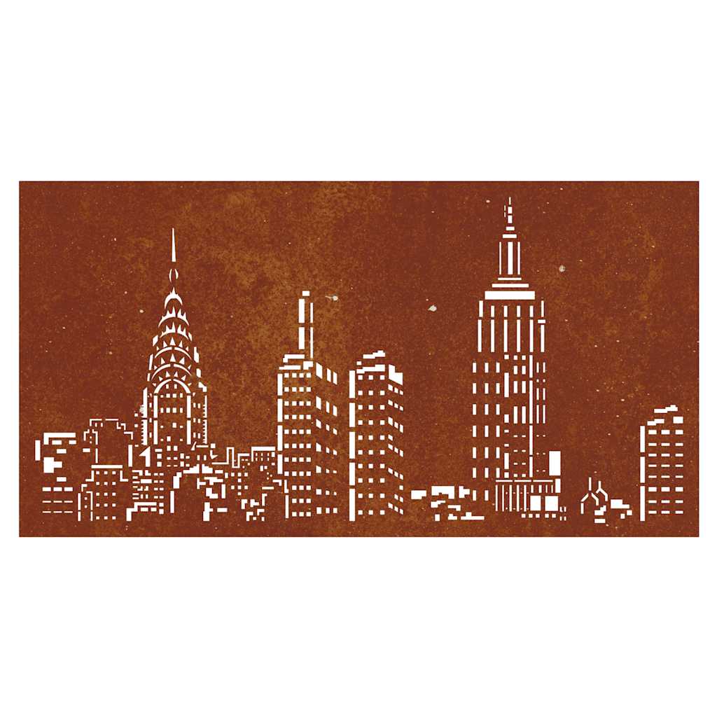 Decorazione Muro da Giardino 105x55cm Skyline in Acciaio Corten