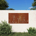 Decorazione Muro da Giardino 105x55cm Skyline in Acciaio Corten